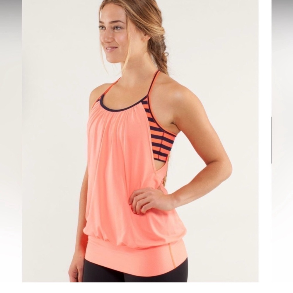 Lululemon No Limits Tank Bra Sea Stripe Light Flare Inkwell Orange Size 6